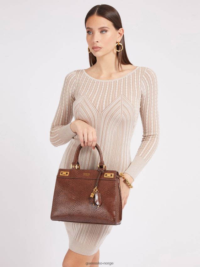 Guess brun katey håndveske med pythontrykk brun unisex F0LJ802622
