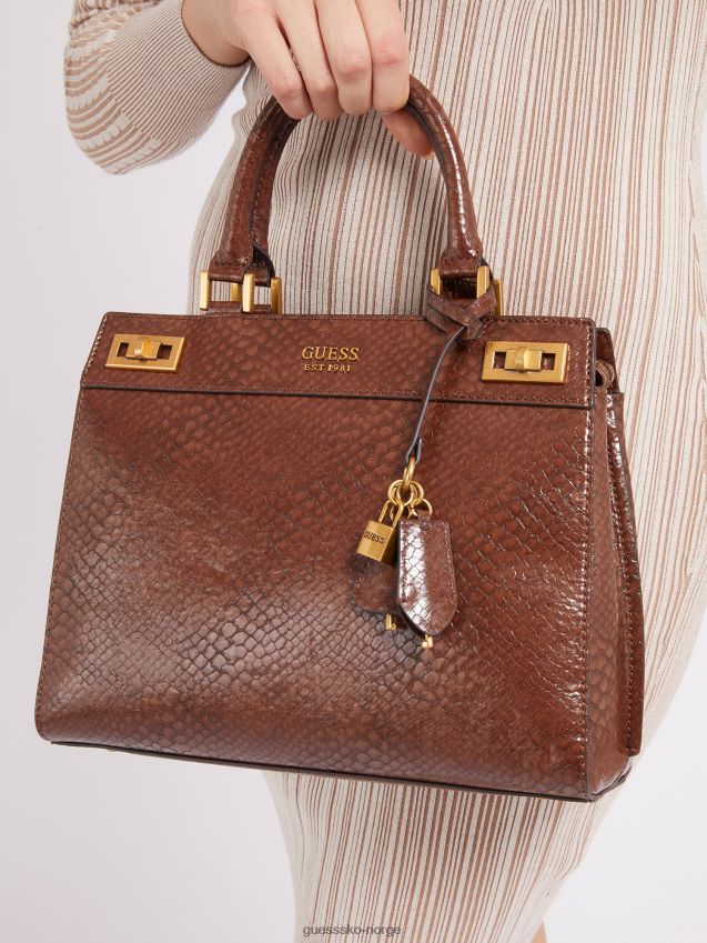 Guess brun katey håndveske med pythontrykk brun unisex F0LJ802622