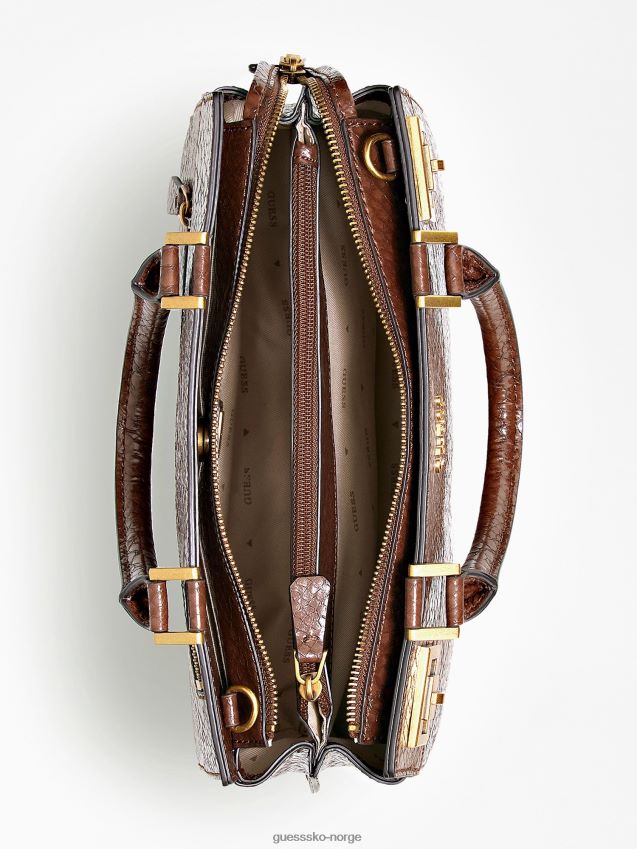 Guess brun katey håndveske med pythontrykk brun unisex F0LJ802622