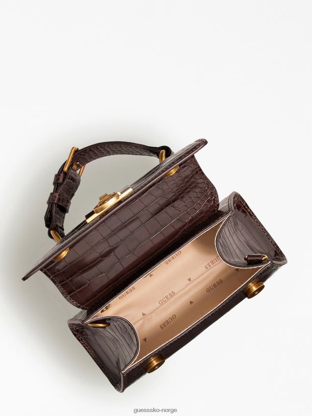 Guess brun mini-veske med stephi-krok-trykk brun unisex F0LJ805060