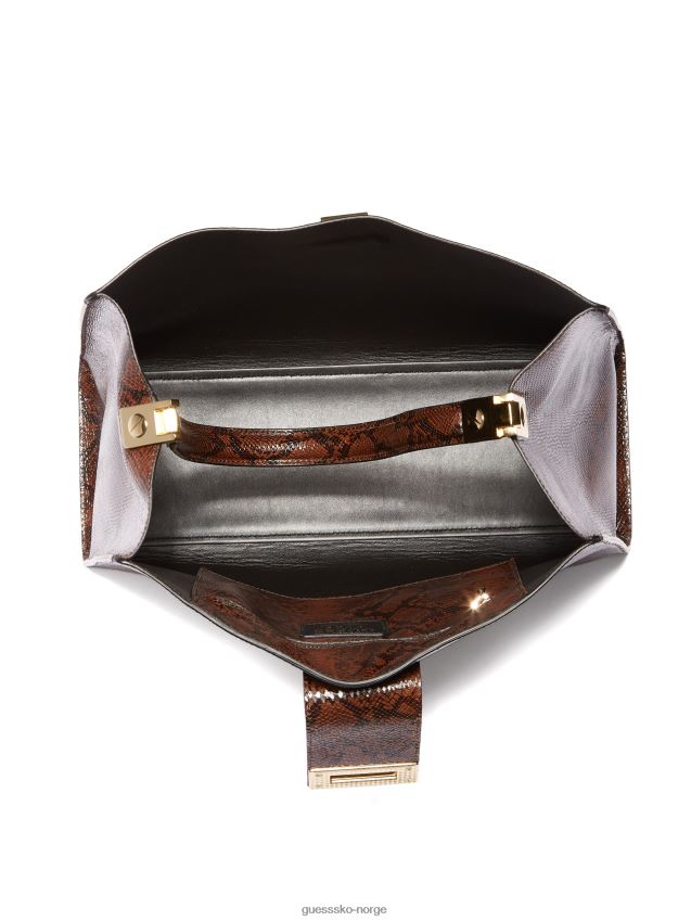 Guess brun monia python-trykk lærveske brun unisex F0LJ8010186