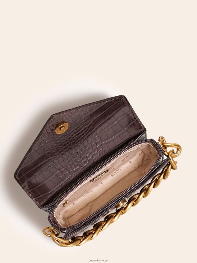 Guess brun retro veske med krokodilletrykk brun unisex F0LJ805225