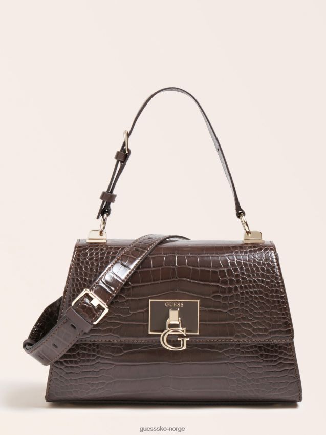 Guess brun stephi veske med krokodilletrykk brun unisex F0LJ805174