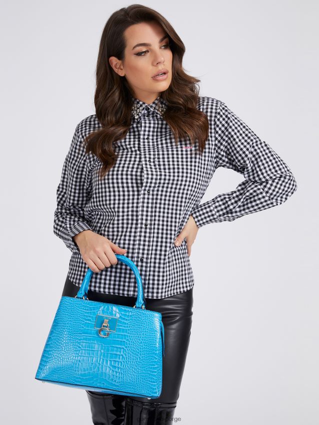 Guess carabel håndveske med krokodilletrykk blå blå unisex F0LJ806584