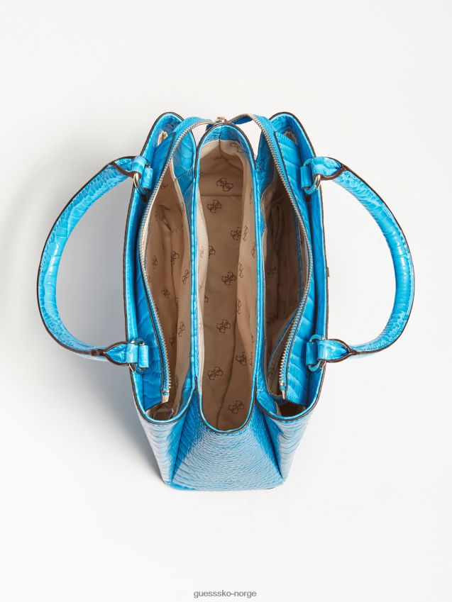 Guess carabel håndveske med krokodilletrykk blå blå unisex F0LJ806584