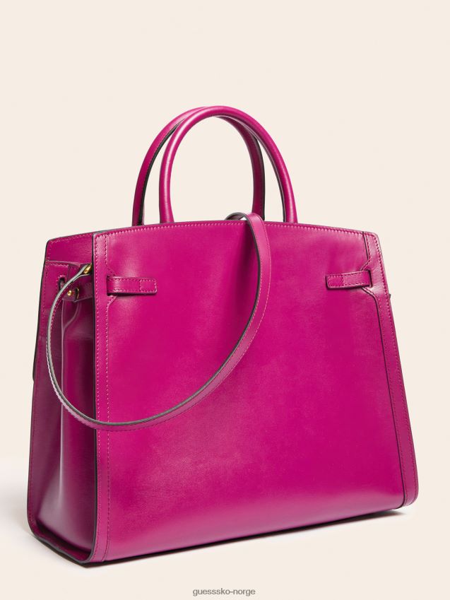 Guess cristina håndveske i ekte skinn fuchsia fuchsia unisex F0LJ805388
