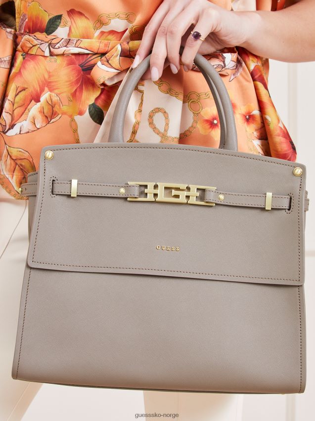 Guess cristina veske i ekte skinn grå grå unisex F0LJ805101