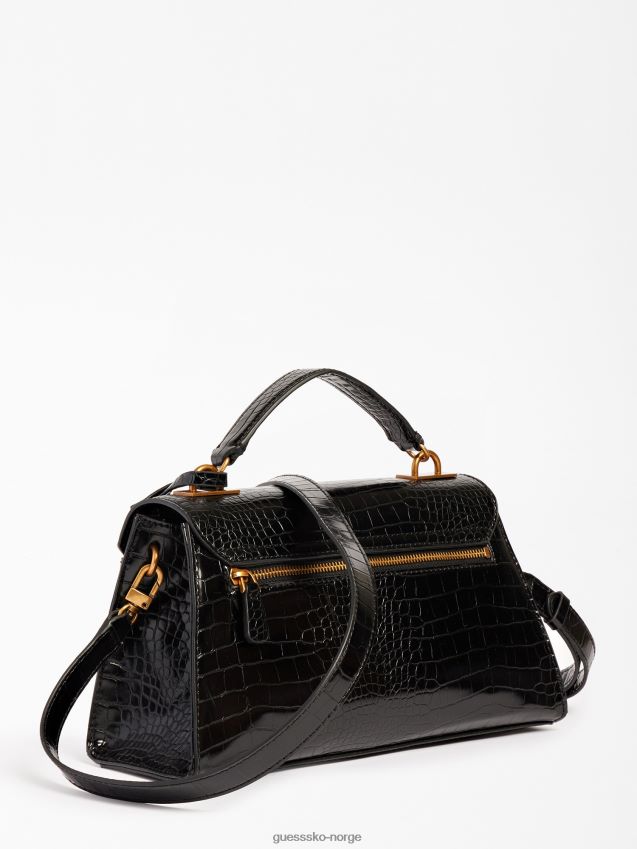 Guess enisa håndveske med krokodilletrykk svart svart unisex F0LJ805039