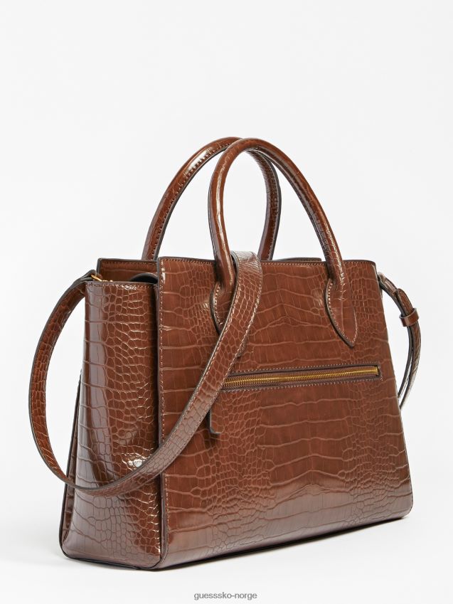 Guess enisa veske med krokodiltrykk brun brun unisex F0LJ805033