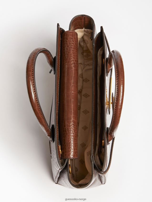 Guess enisa veske med krokodiltrykk brun brun unisex F0LJ805033