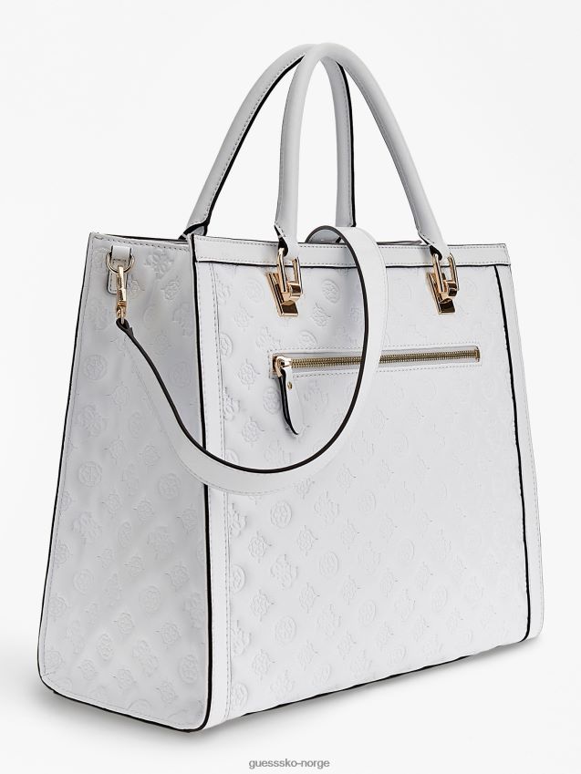 Guess hvit abey håndveske med preget logo hvit unisex F0LJ805289