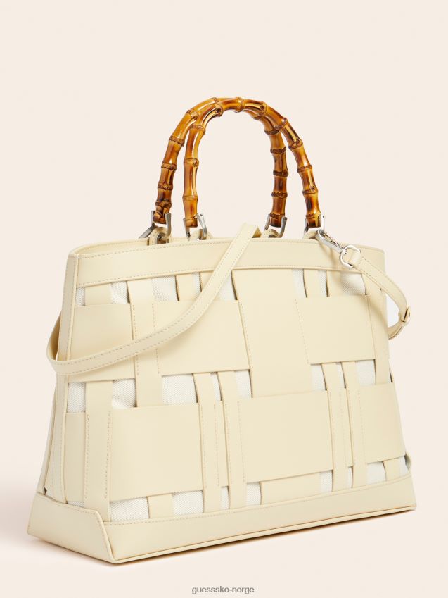 Guess hvit aida vevd veske i ekte skinn hvit unisex F0LJ805446