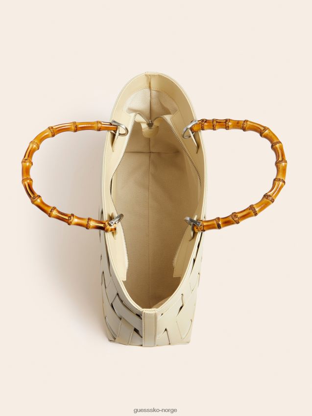 Guess hvit aida vevd veske i ekte skinn hvit unisex F0LJ805446