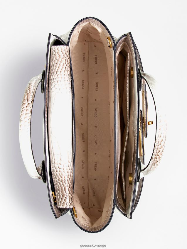 Guess hvit enisa veske med krokodilletrykk hvit unisex F0LJ805151