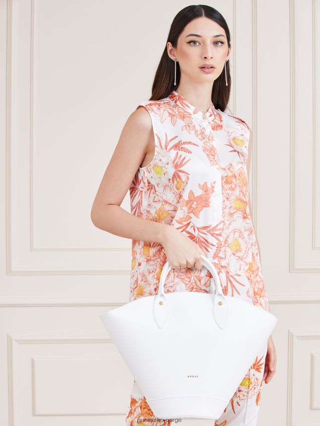 Guess hvit jary håndveske i ekte skinn hvit unisex F0LJ805445