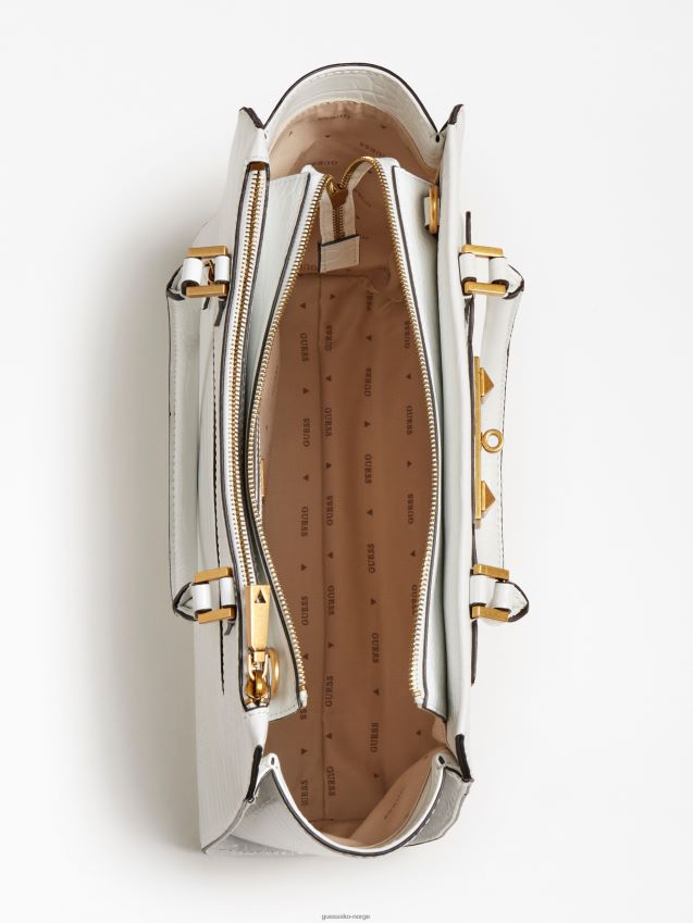 Guess hvit raffie håndveske med krokodilletrykk hvit unisex F0LJ805362