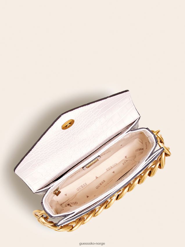 Guess hvit retro veske med krokodilletrykk hvit unisex F0LJ805306