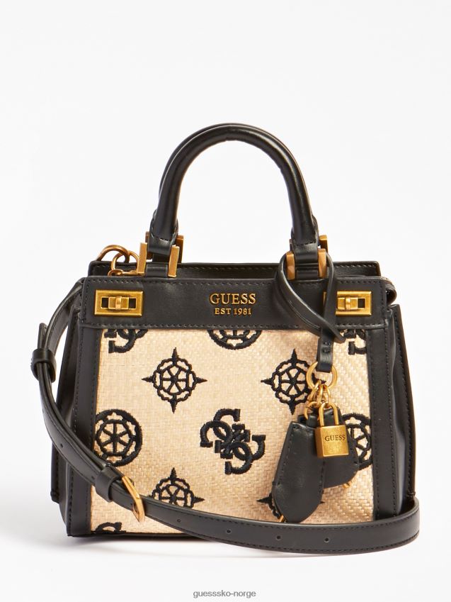 Guess katey 4g peony logo mini håndveske svart multi svart multi unisex F0LJ803189