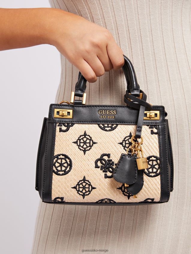 Guess katey 4g peony logo mini håndveske svart multi svart multi unisex F0LJ803189