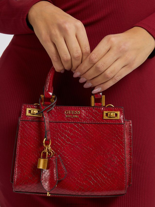 Guess katey python print mini veske rød rød unisex F0LJ803255