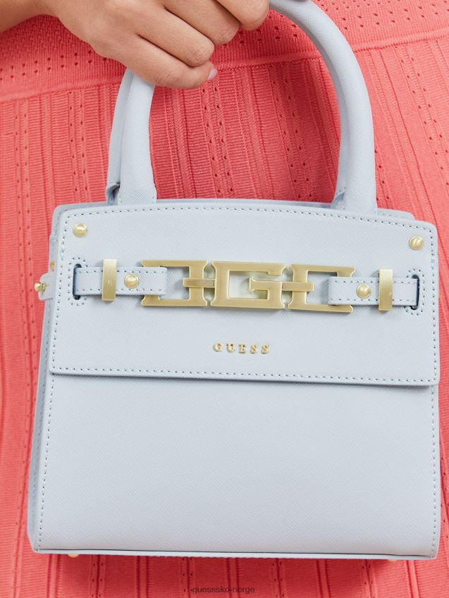 Guess lyseblå cristina håndveske i ekte skinn lyse blå unisex F0LJ805369