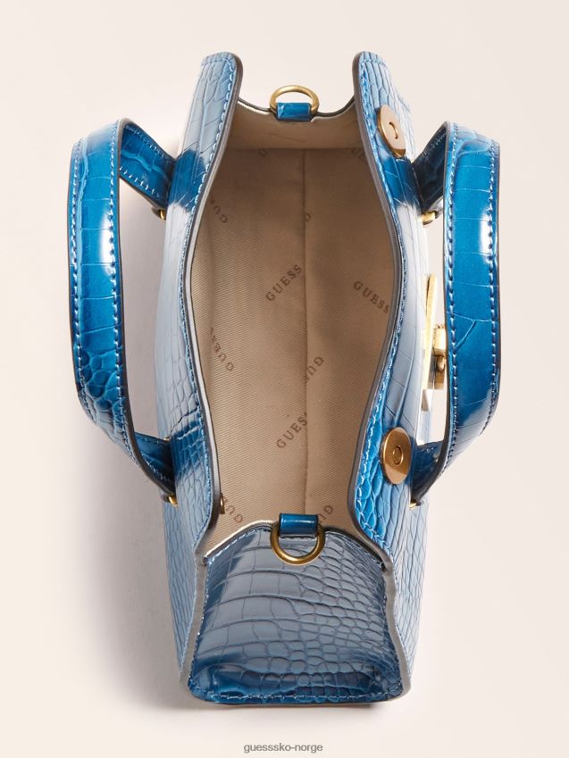 Guess mini håndveske med stephi-krok-trykk blå blå unisex F0LJ805319