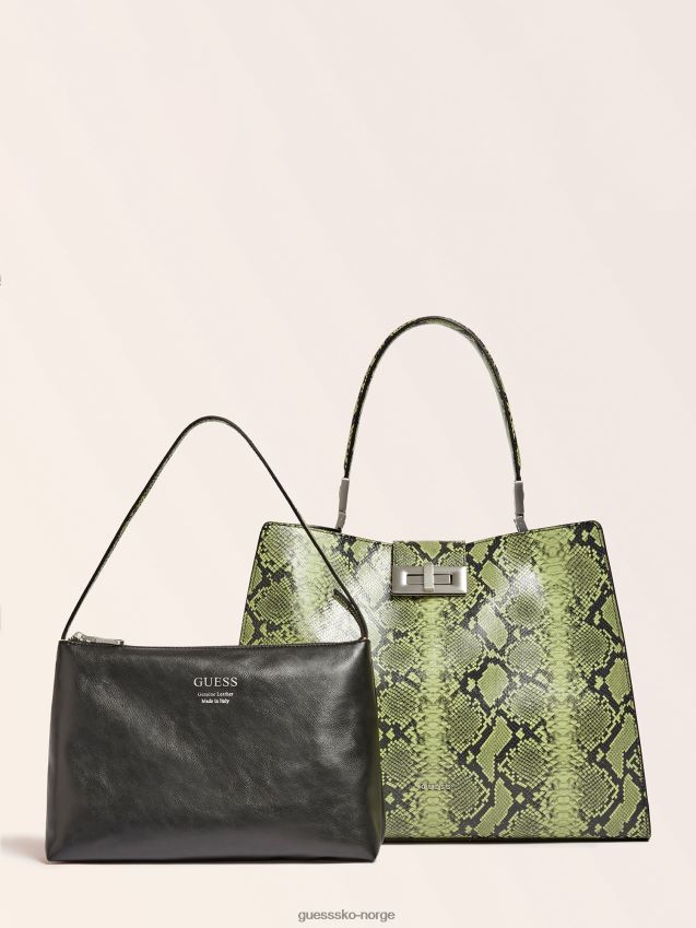 Guess monia håndveske i ekte skinn grønn grønn unisex F0LJ803879