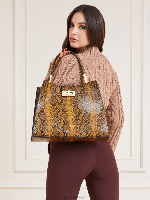 Guess monia håndveske i ekte skinn gul gul unisex F0LJ804991