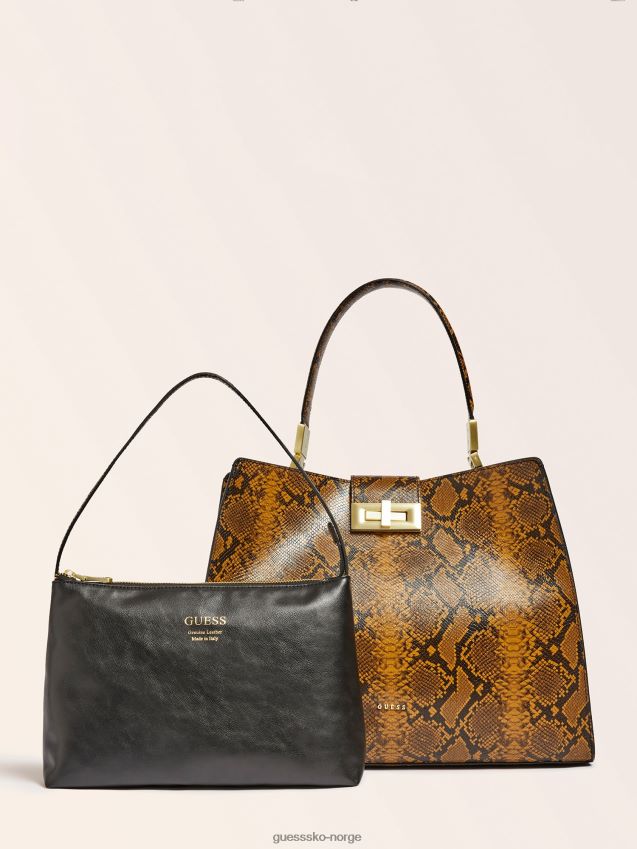 Guess monia håndveske i ekte skinn gul gul unisex F0LJ804991