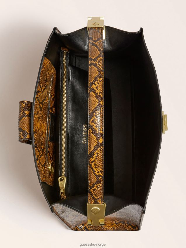 Guess monia håndveske i ekte skinn gul gul unisex F0LJ804991