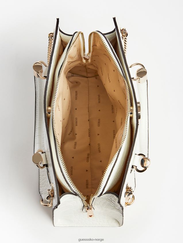 Guess nell håndveske med krokodilletrykk hvit hvit unisex F0LJ805029