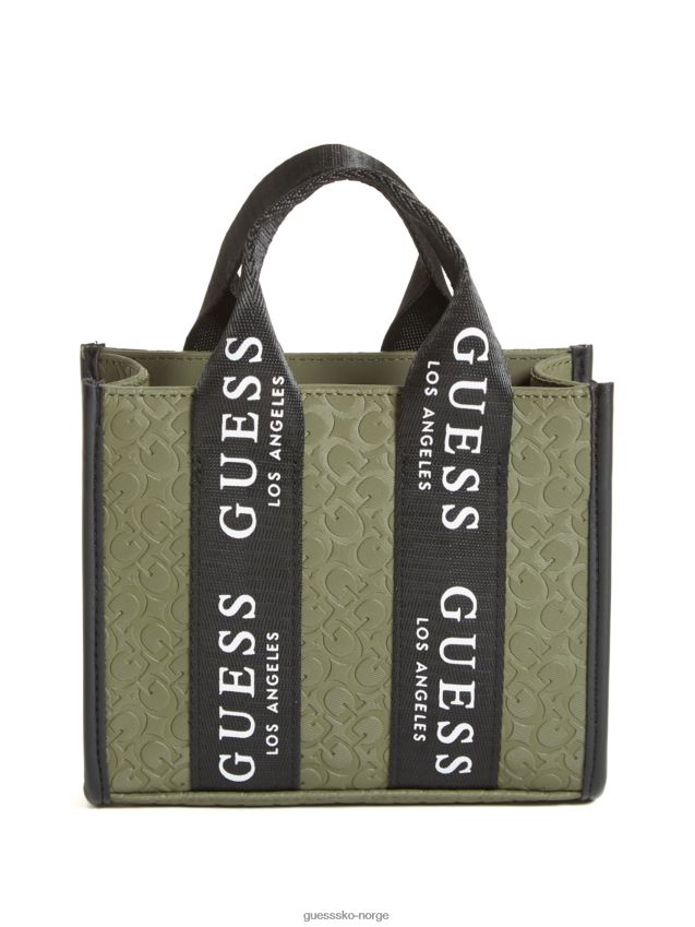 Guess oliven logo-tape logo mini tote crossbody oliven unisex F0LJ807689