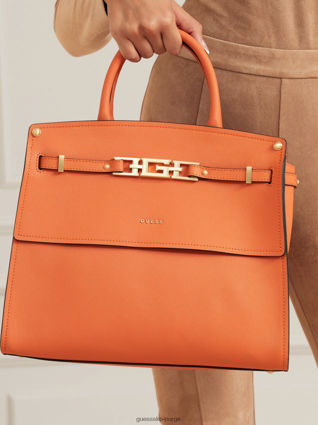 Guess oransje cristina håndveske i ekte skinn oransje unisex F0LJ805386