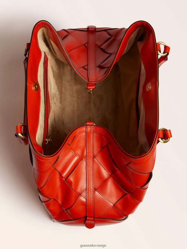 Guess oransje giorgia stor luksus håndveske i ekte skinn oransje unisex F0LJ806145