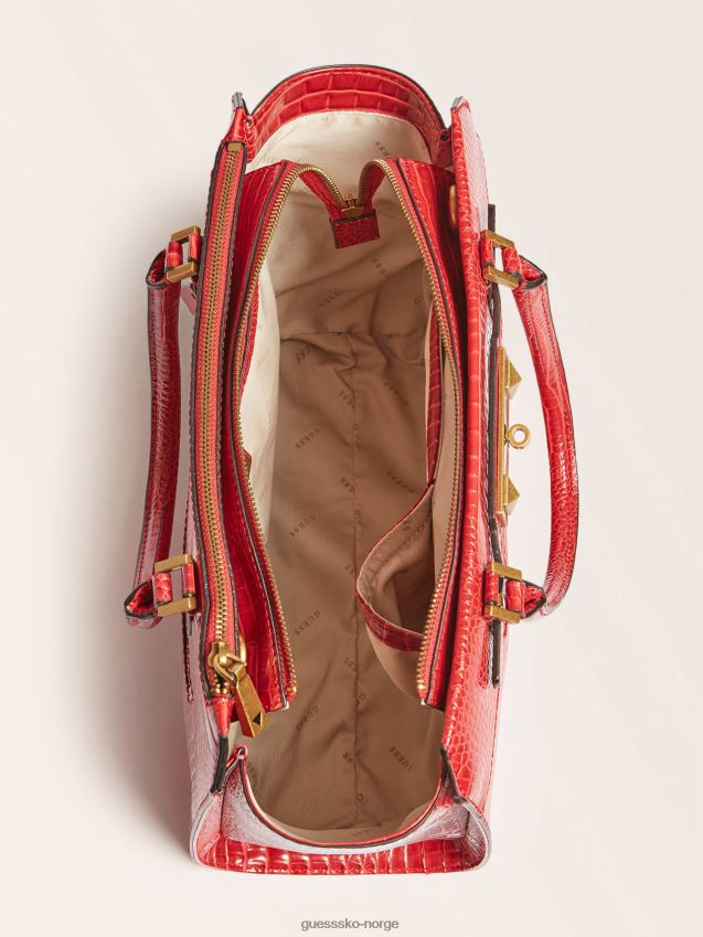 Guess rød raffie håndveske med krokodilletrykk rød unisex F0LJ805106