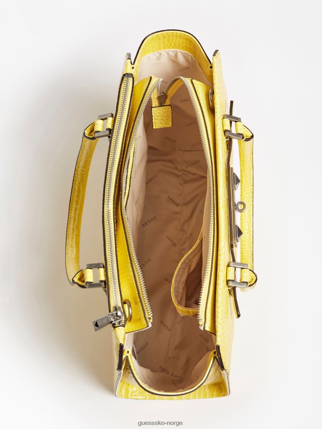 Guess raffie håndveske med krokodiltrykk gul gul unisex F0LJ805416