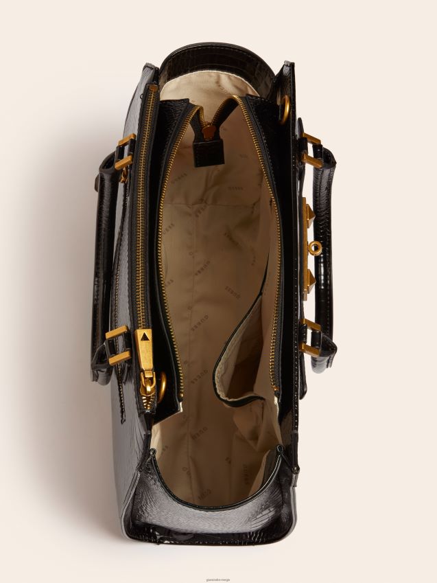 Guess raffie håndveske med krokodiltrykk svart svart unisex F0LJ805270