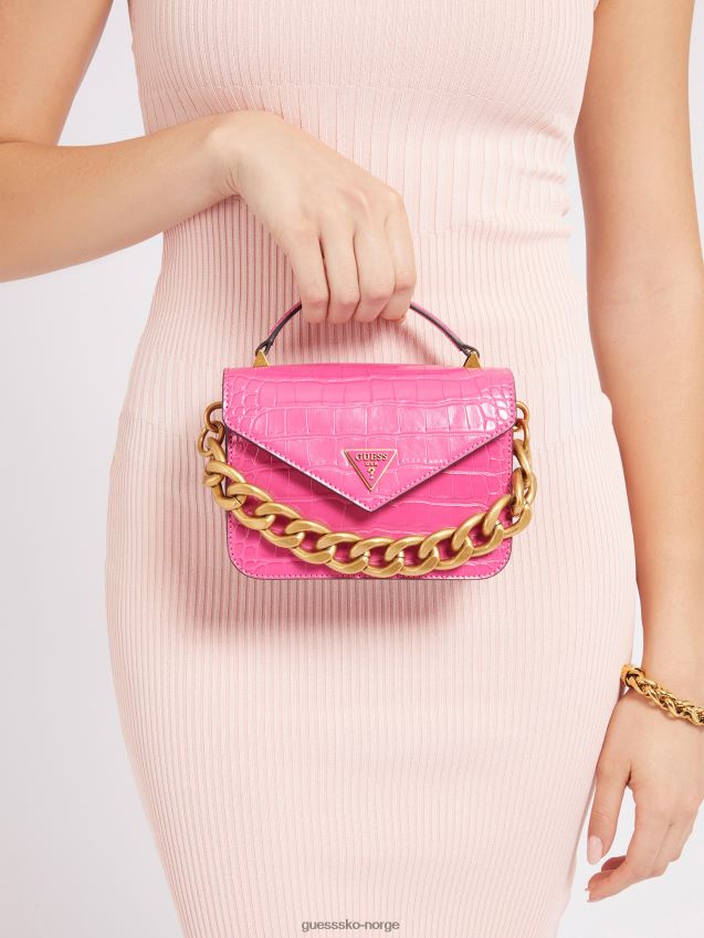 Guess retour krokodilletrykk mikro håndveske rosa rosa unisex F0LJ805311