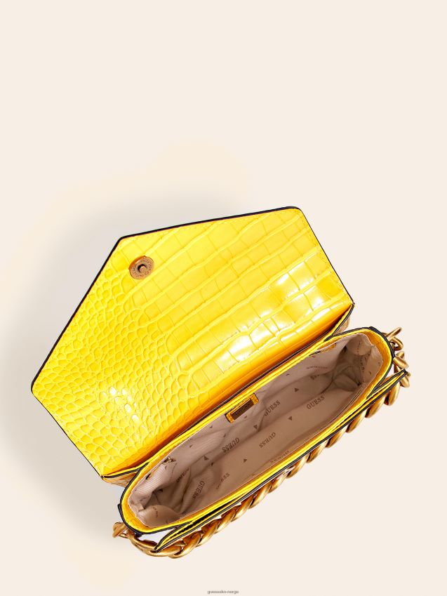 Guess retour krokodilletrykk mini håndveske gul gul unisex F0LJ805428