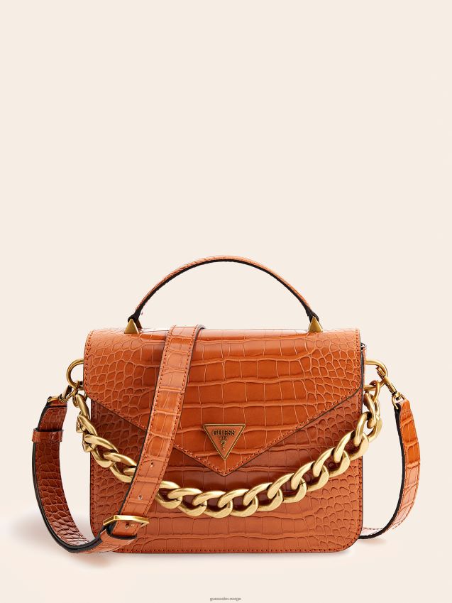 Guess retour krokodilletrykk mini veske brun brun unisex F0LJ803776