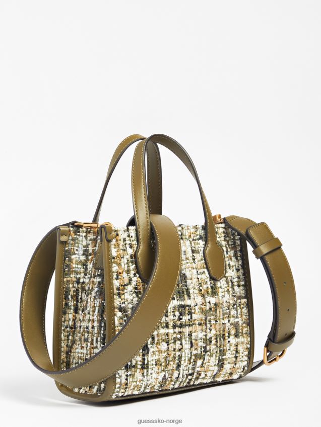 Guess silvana tweed mini håndveske grønn grønn unisex F0LJ803903