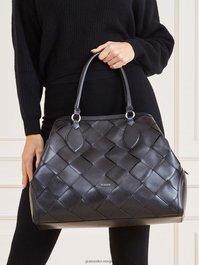 Guess svart giorgia stor luksus håndveske i ekte skinn svart unisex F0LJ805937