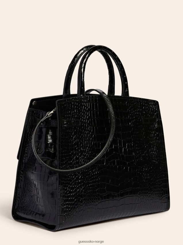 Guess svart megan luxe håndveske i ekte skinn svart unisex F0LJ805090