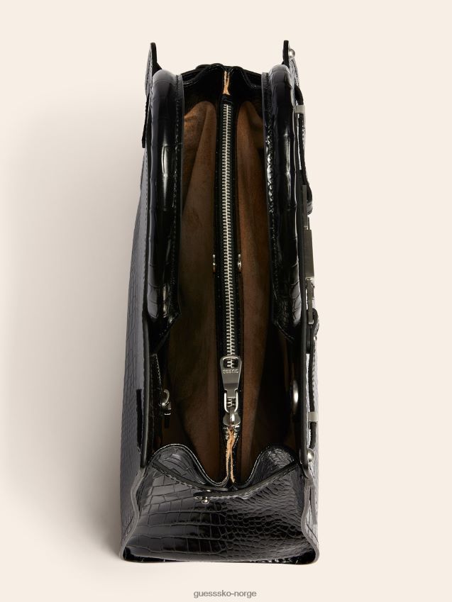 Guess svart megan luxe håndveske i ekte skinn svart unisex F0LJ805090