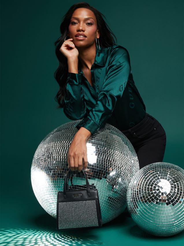 Guess taylor rhinestone mini tote svart svart unisex F0LJ807713