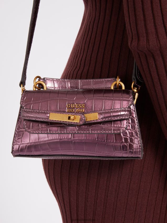 Guess tullia croc print mikro håndveske lilla lilla unisex F0LJ803315