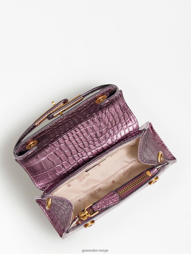 Guess tullia croc print mikro håndveske lilla lilla unisex F0LJ803315