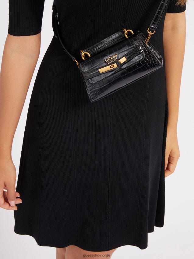 Guess tullia krokodilletrykk mikro veske svart svart unisex F0LJ805256