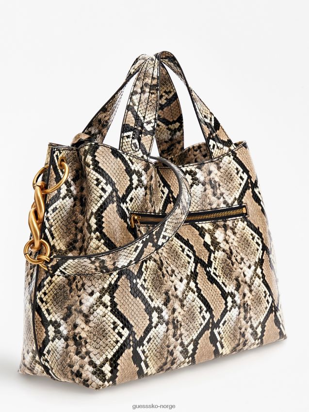 Guess zed python-print håndveske multi beige multi beige unisex F0LJ805299