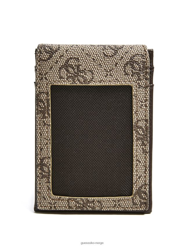 Guess tan don-logo-trykk magnetisk kortveske tan unisex F0LJ8011120